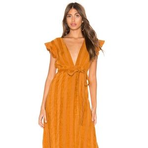 Line & Dot - Brynn Deep Plunge Dress in Caramel